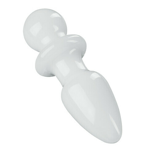Plug anal en verre Jade blanc Moyen - photo 4