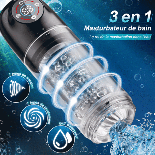 Poseidon-Masturbateur de bain 3-en-1 7 Succions + 7 Rotations Le roi demasturbation dans l'eau! - photo 4
