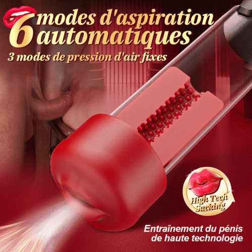 Red Fury Armour - Pompe à pénis à 9 niveaux d'aspiration avec orifice rouge et tunnel texturé - photo 3