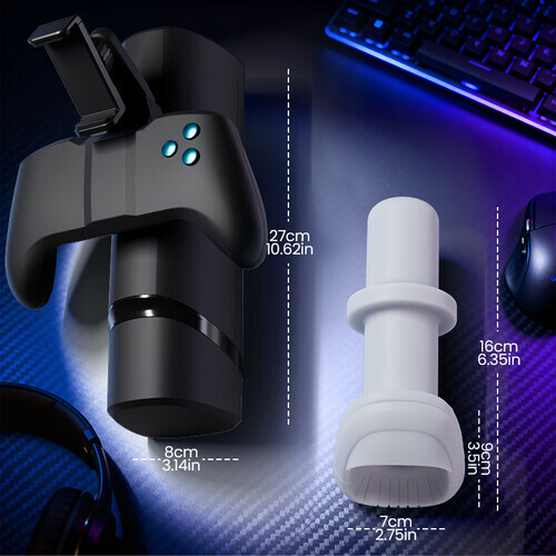 Turbo - 10 Modes Stroker à Poussées Explosives - Design Gamepad Immersif avec Support Téléphone