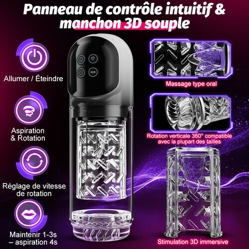Vortex - 7 Suceur SPA double température Agrandisseur d'os 7 Massage rotatif à 360° Masturbateur - photo 6