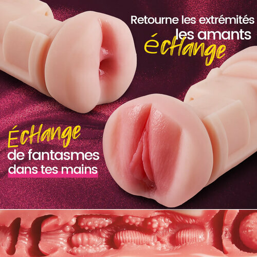 【New! Free lube 7 Days】Throb - Entraîneur d'endurance vibrant double extrémité Edging Retard & Renforceur d'enduran - photo 6