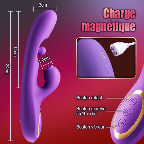 Stimulateur de clitoris léchant la langue Vibromasseur point G avec rotation à 360° et boule de frottement - photo 6