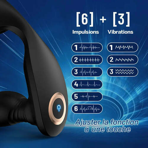 Stimulateur de prostate avec cockring, 3 vibrations, 6 impulsions et télécommande - photo 4