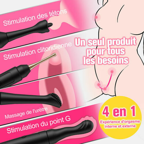 Stylo orgasmique 4 en 1 amélioré avec 3 accessoires interchangeables - photo 2