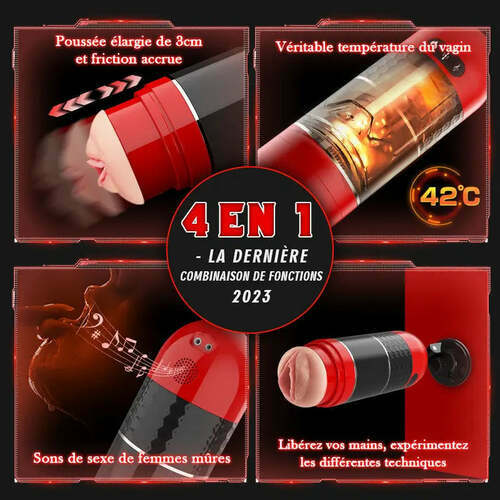 TANK 4 en 1 Masturbateur Cup, 7 mouvements de va-et-vient, chauffage intégré, voix féminine amovible - photo 2