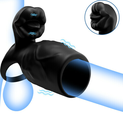 Titan - 9 Vibrations Texture de Pénis Simulée Anneau de Chasteté Double Testicules & Pénis Jouet Sexuel pour Couple - photo 1