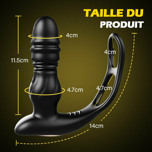 【Vétéran】 Vibrateur prostatique haute fréquence télescopique 7+7 multifonctions double anneau pénien - photo 6