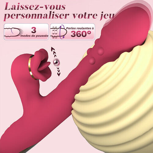Vibromasseur point G avec léchage de langue et vibrations à poussées pour couples - photo 3