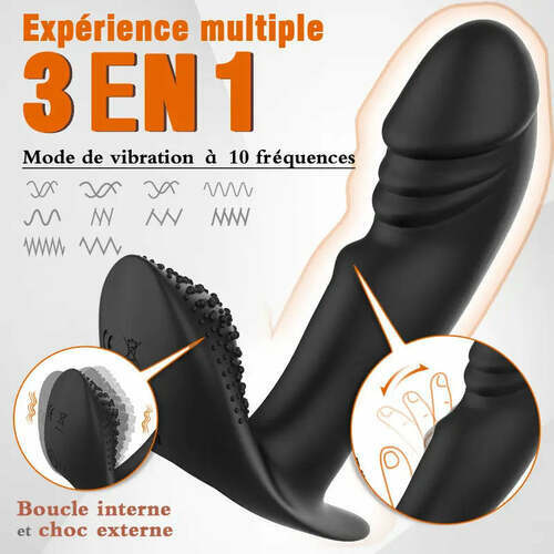 Vibromasseur prostatique 3 en 1 avec boules, couleur noir - photo 2