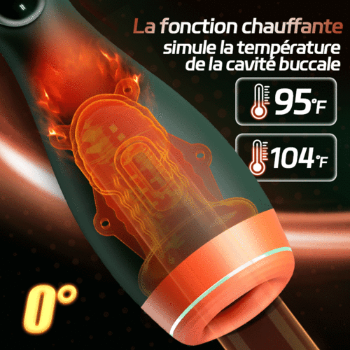 Warming - Masturbateur masculin 2-en-1 avec vibration et télescopage simulant la température de la cavité buccale - photo 7